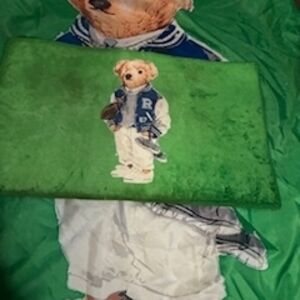 Polo by Ralph Lauren Green Shower Curtain with Bear Design